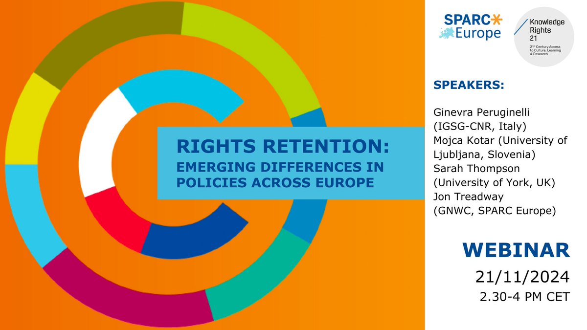 SPARC Europe (@sparc_eu) on Twitter photo 📢 Two days left to register! Don’t miss the <a href="/SPARC_EU/">SPARC Europe</a> webinar on "Rights Retention: Emerging Differences in Policies across Europe"! Expert speakers will address how policies shape #OpenAccess across Europe. Register here: tinyurl.com/34n7nz9k #RetainYourRights <a href="/KR21org/">KnowledgeRights21</a> 📢 Two days left to register! Don’t miss the <a href="/SPARC_EU/">SPARC Europe</a> webinar on "Rights Retention: Emerging Differences in Policies across Europe"! Expert speakers will address how policies shape #OpenAccess across Europe. Register here: tinyurl.com/34n7nz9k #RetainYourRights <a href="/KR21org/">KnowledgeRights21</a>
