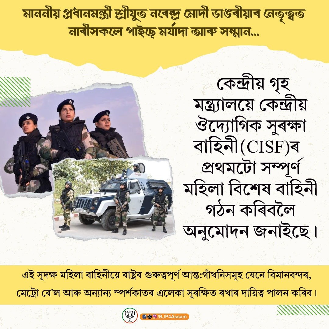 মাননীয় প্ৰধানমন্ত্ৰী শ্ৰীযুত নৰেন্দ্ৰ মোদী ডাঙৰীয়াৰ নেতৃত্বত নাৰীসকলে পাইছে মৰ্যাদা আৰু সন্মান...