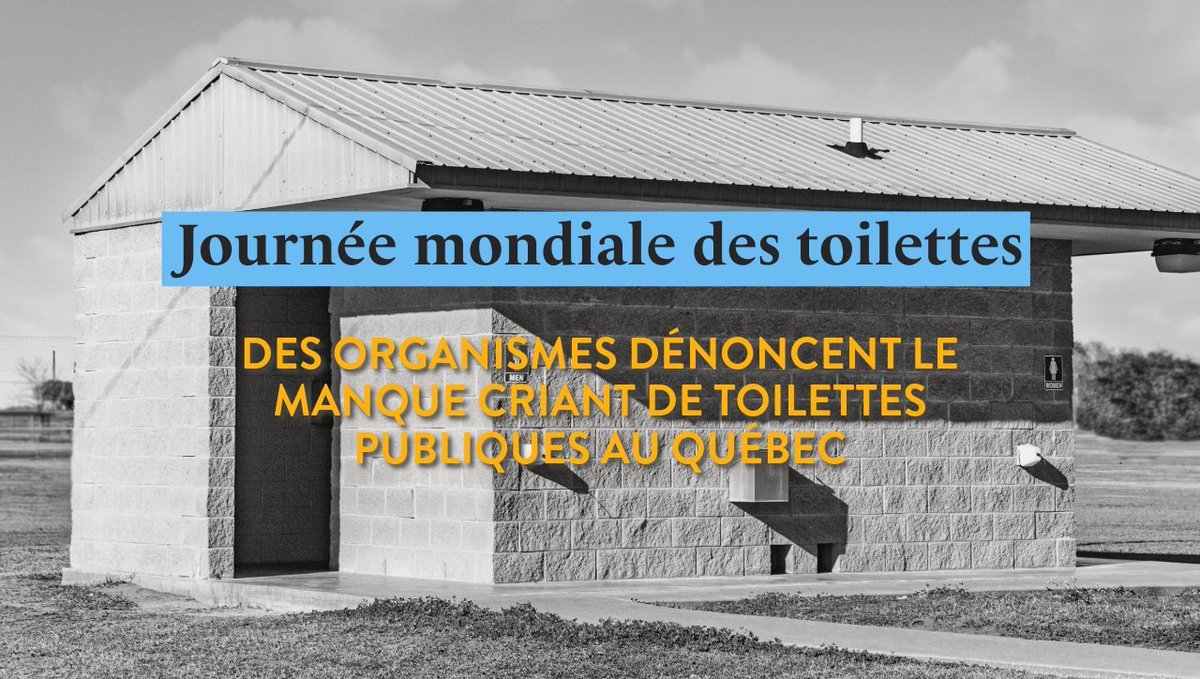 Communiqué: En cette journée mondiale des toilettes, les org. Eau Secours, REsPIRE et la <a href="/CDC_PlateauMR/">CDC Plateau-Mont-Royal</a> dénoncent le manque criant de toilettes publiques au Québec, une situation anormale malheureusement tolérée.
Infos: bit.ly/4fUqOfC
#journeedestoilettes #WorldToiletDay