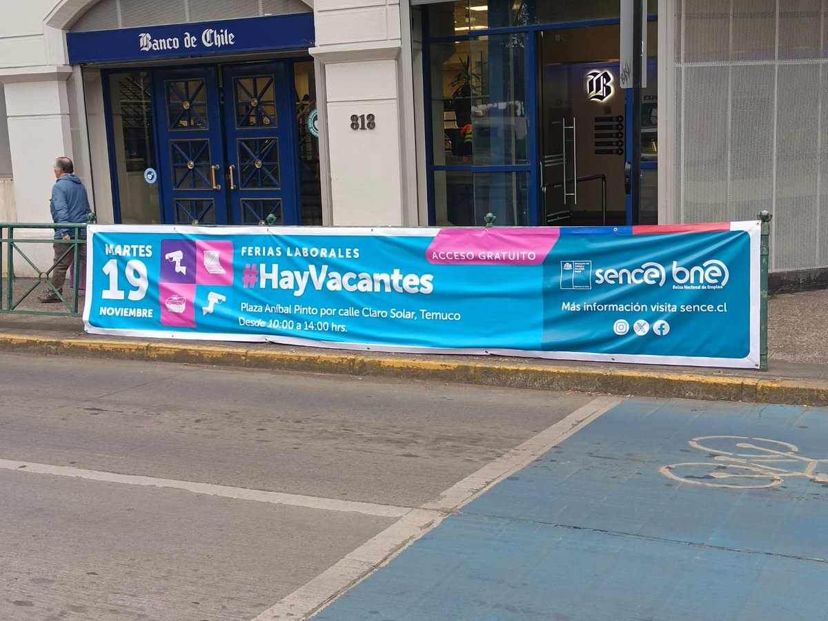 Estamos casi listos! Te esperamos hoy martes 19 de noviembre en la Plaza Aníbal Pinto de Temuco, desde las 10:00 hasta las 14:00 horas, en la Feria Laboral del Sence. 
En las Ferias Laborales del SENCE, ¡Hay Vacantes!
