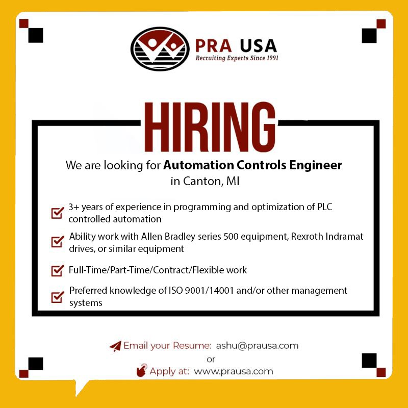 THEPRAGROUP's tweet photo. We're #activelylooking for 𝗔𝘂𝘁𝗼𝗺𝗮𝘁𝗶𝗼𝗻 𝗖𝗼𝗻𝘁𝗿𝗼𝗹𝘀 𝗘𝗻𝗴𝗶𝗻𝗲𝗲𝗿 in Canton, MI .Would you like to recommend someone? We offer a $1000 referral bonus on all successful placements.

Apply Here - https://t.co/KbBiKYwrFI

#ControlsJobs
#MichiganJobs
#PraUsa https://t.co/OWJqqaccew