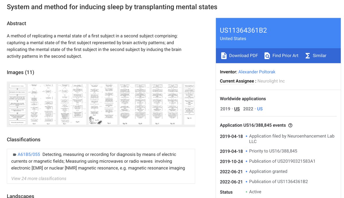 ItsAllATheatre's tweet image. System and method for INDUCING SLEEP by TRANSPLANTING mental states. US Patent #US11364361B2 #BraintoBrainInterface #MentalState
There is no way anyone would use this technology for nefarious purposes, right?