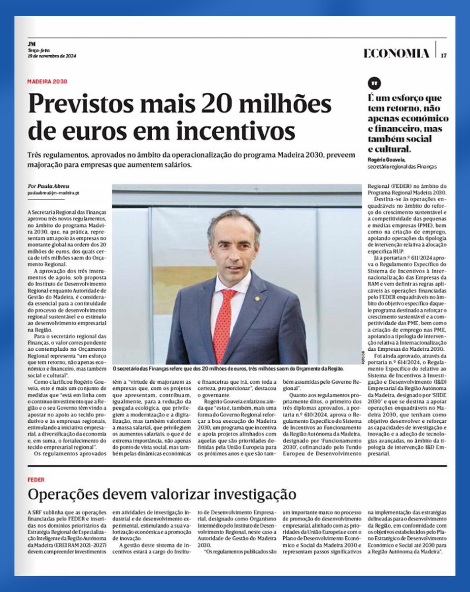 Previstos mais 20 milhões de euros em incentivos

📖 Leia a notícia completa aqui: 👇
🔗 shorturl.at/CKrdy

Mais informações em ide.madeira.gov.pt