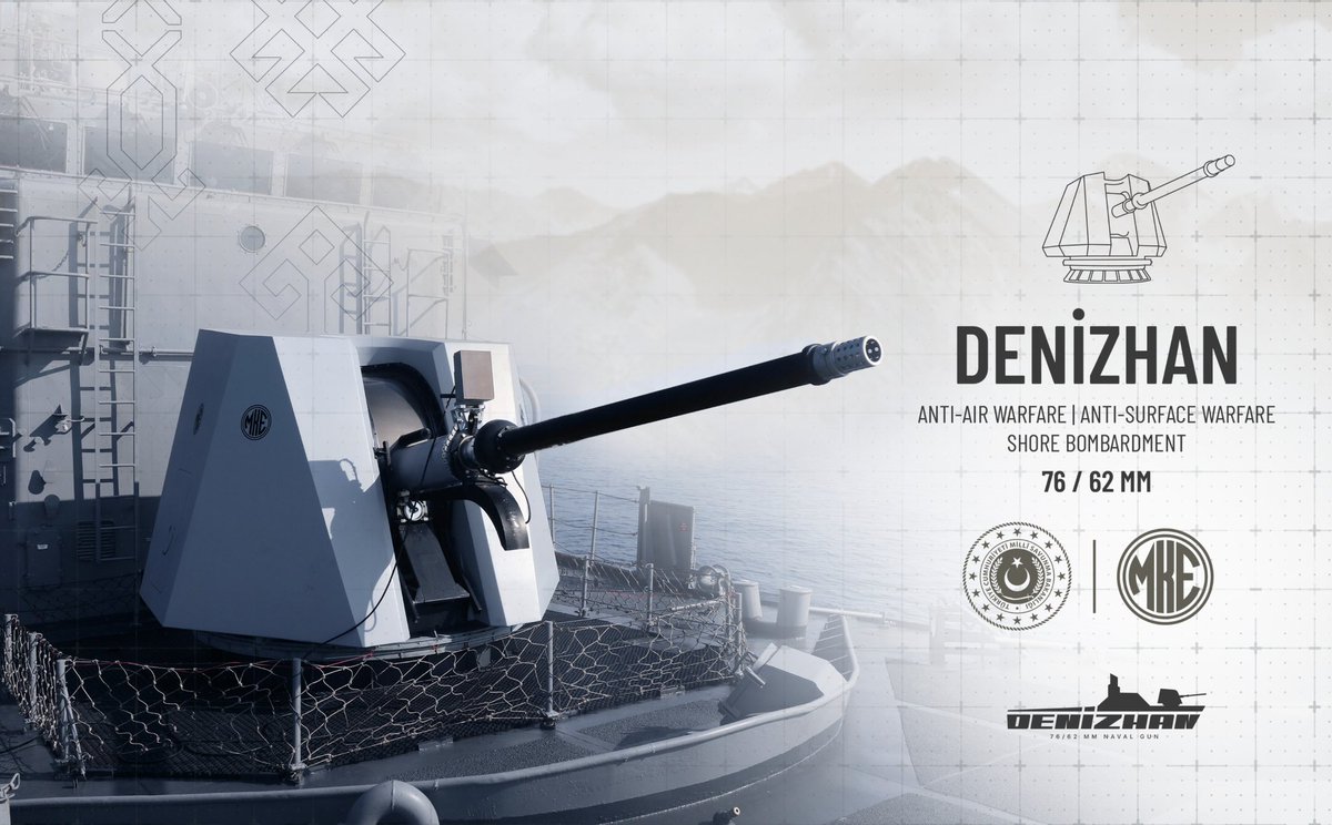 STOP WASTING MISSILES 🔥 -- Türkiye's 76/62mm rapid-fire naval gun #Denizhan  from @MKEgovtr has begun equipping Turkish & allied ships and feature a  rotary 70-round drum pre-loaded with various #antiship, #antiaircraft &