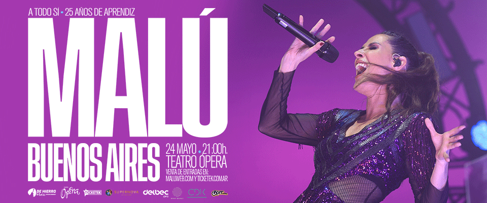 MaluArgOficial's tweet photo. ✨ ¡MALÚ REGRESA A ARGENTINA! 🇦🇷
La espera terminó, el 24 de mayo viviremos una noche única con el #ATodoSíTour de @_MaluOficial_ en el Teatro Ópera de Buenos Aires. 🎤

¡Una oportunidad que no podés dejar pasar!
🎟️ Entradas disponibles👉🏻 https://t.co/xb1dmo1ZjR

#MalúEnArgentina https://t.co/yKZ68iqJBL