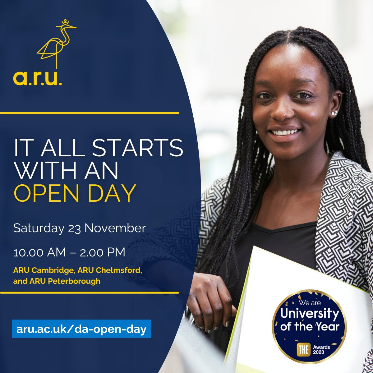Join us on Saturday 23 November! Attend our #degreeapprenticeship talks to discover how apprenticeships work, their benefits, what courses we offer &amp; how you can apply.
📆 23 November 2024🕔 10am 
🗺️ ARU Cambridge, ARU Chelmsford &amp; ARU Peterborough
▶️ Book aru.li/3OwB1nZ