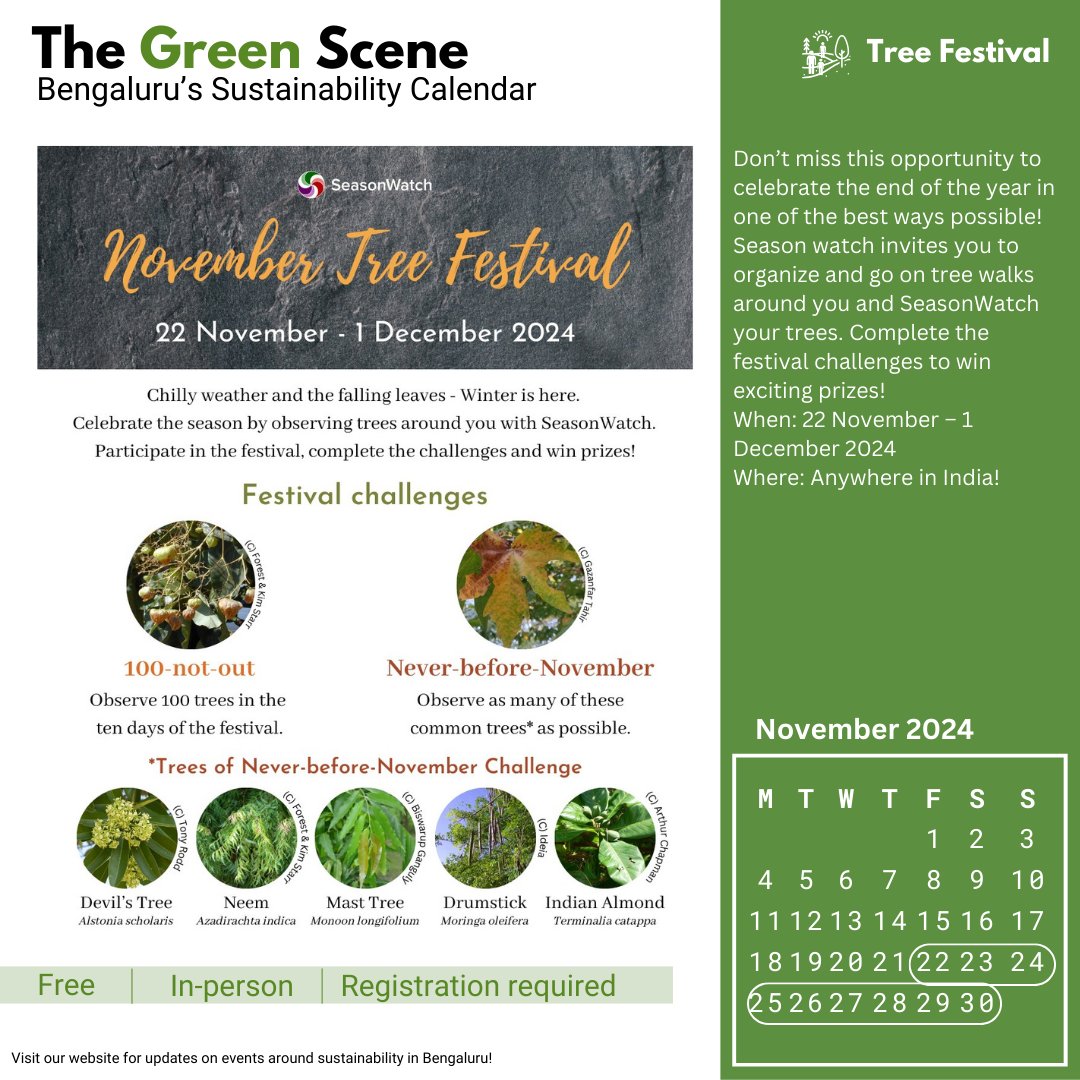 sustainBLR's tweet photo. From courses to address the lack of adequate formal training in inter-disciplinary conservation research and practice, to sessions exploring our coexistence with trees, spiders and scavengers, this week’s Green Scene packs a punch.
#BlrGreenScene https://t.co/FGO73Q6Wyu