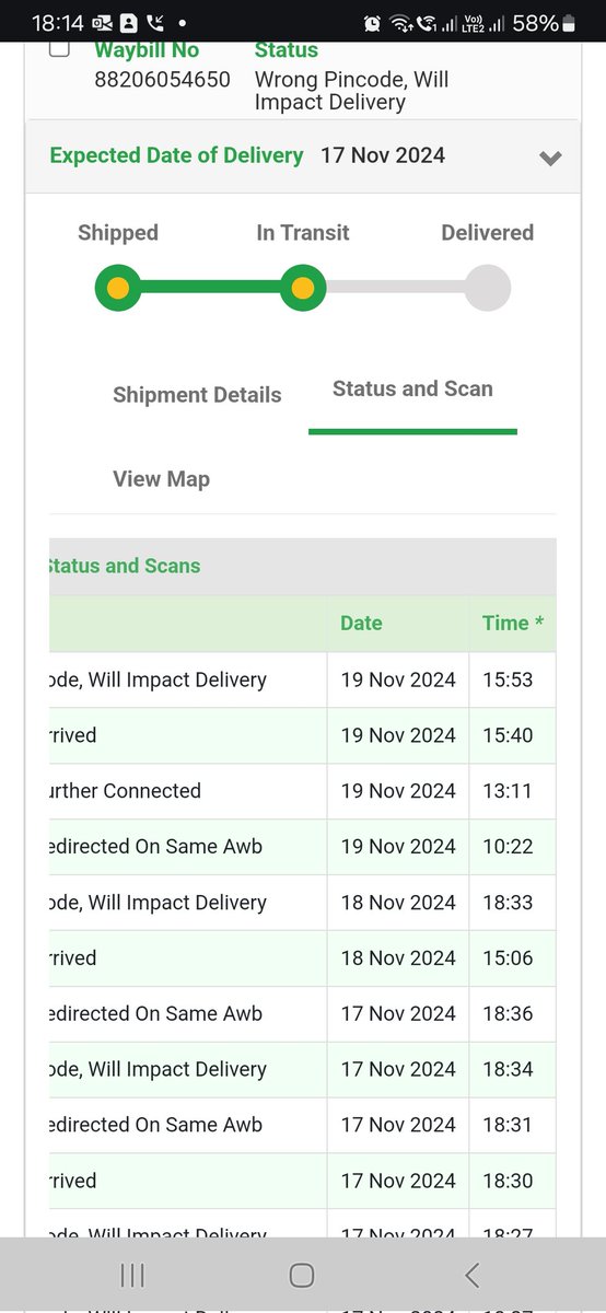 deeparyan18's tweet photo. @TraptiGupta24 @BlueDartCares @DTDCIndia @AppleSupport again its saying wrong pincode @BlueDartCares @AppleSupport what kind of service u r providing ? https://t.co/kQMHE7AdTb