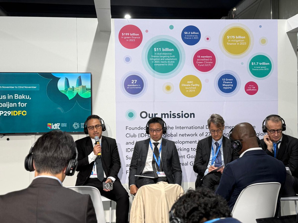 IDFC_Network's tweet photo. ๐ Financing #Asiaโs Just Transition: Key Insights from #COP29IDFC
Focus on the side event organized by @jica_direct_en at @COP29_AZ
๐ก This session aimed to foster discussions on financing mechanisms to facilitate a just transition towards #carbonneutrality, primarily in Asia. It explored the concept and importance of a just transition, the current state and challenges of decarbonization in Asia, financing needs and opportunities, and case studies.
๐ In this context, financing not only climate solutions but also high-emitting sectors / hard-to-abate sectors was deemed important to accelerate whole-society #decarbonization. Engagement with clients was also highlighted as critical. Given Asia's fast-growing economy, this discussion was considered crucial for the common goal of achieving net-zero.
โ
Key takeaways:
In order to realize the decarbonization in real economy, comprehensive actions including policy support, financing, etc, are necessary.
A lot of relevant concepts are not one-size-fits-all. That is why efforts to define those concepts such as transition project and just transition are also being made.
Aside from commitments of the financing amount, from practionersโ point of view, there are many challenges to originate actual projects. However, as transition can be also opportunity, aย lot of initiatives such as coal phaseout, hydrogen fund, blended finance, and so on.
๐ Thank you to all the participants: Megumi Muto, Herve Breton, Pradana Murti , Christian Deseglise, Satoshi Ikeda , Masa Takanashi