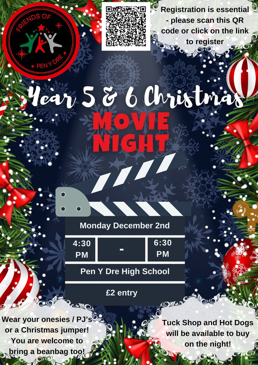 Mrs C 👸🏼 Adran Drama 🎭 (@penydredrama) on Twitter photo 🎄 ‘Tis The Season! 🎄
<a href="/1Penydre/">Pen y Dre High School</a> is hosting our first Transition Christmas Movie Night for Years 5 & 6!
<a href="/GellifaelogPri/">Gellifaelog Primary School</a> <a href="/pantysgallog/">Pantysgallog P.S.</a> <a href="/DowlaisPrimary/">Dowlais Primary School</a> <a href="/Goetre1/">Goetre P.S.</a> <a href="/GwaunfarrenSch/">Gwaunfarren Primary</a> <a href="/YYGPrimary/">Ysgol-Y-Graig Community Primary</a>
Wear your Christmas PJs/ onesies/ jumpers and join us for some popcorn, hotdogs and FUN! 🎄 ‘Tis The Season! 🎄
<a href="/1Penydre/">Pen y Dre High School</a> is hosting our first Transition Christmas Movie Night for Years 5 & 6!
<a href="/GellifaelogPri/">Gellifaelog Primary School</a> <a href="/pantysgallog/">Pantysgallog P.S.</a> <a href="/DowlaisPrimary/">Dowlais Primary School</a> <a href="/Goetre1/">Goetre P.S.</a> <a href="/GwaunfarrenSch/">Gwaunfarren Primary</a> <a href="/YYGPrimary/">Ysgol-Y-Graig Community Primary</a>
Wear your Christmas PJs/ onesies/ jumpers and join us for some popcorn, hotdogs and FUN!
