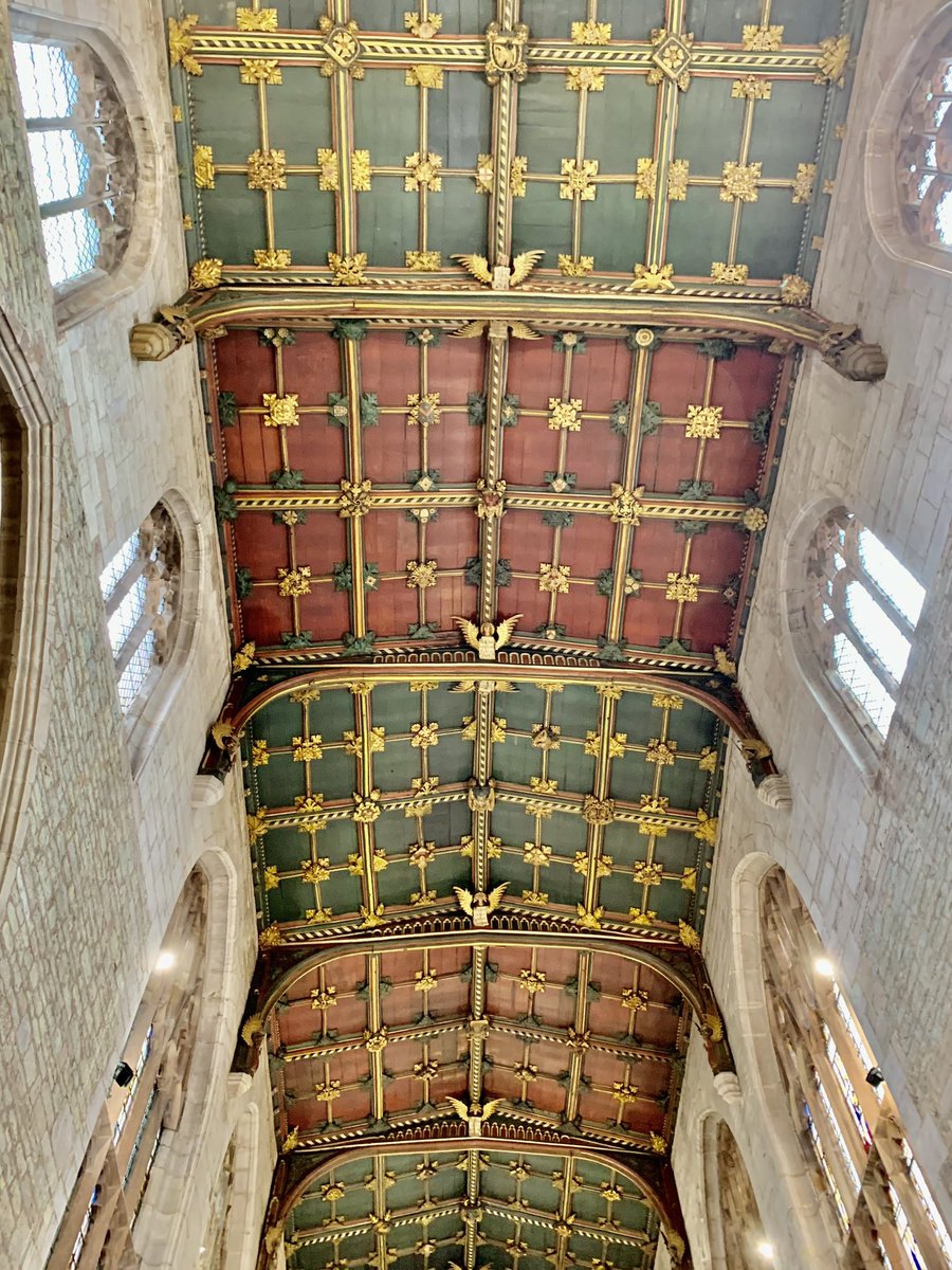 Grizzlegutweed1's tweet photo. The wooden chancel roof with carved bosses and angels, 15thc St Laurence Ludlow https://t.co/IKDuqvGriq