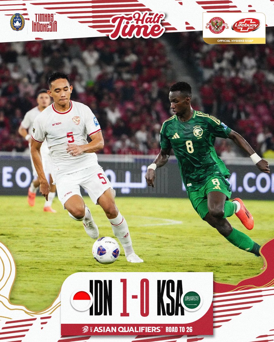 TimnasIndonesia's tweet photo. Unggul sementara di babak pertama. Gol Marselino jadi pembeda. 🦅⚽

‣ #GarudaMendunia ‣ #TimnasDay https://t.co/u9tvUMreX9