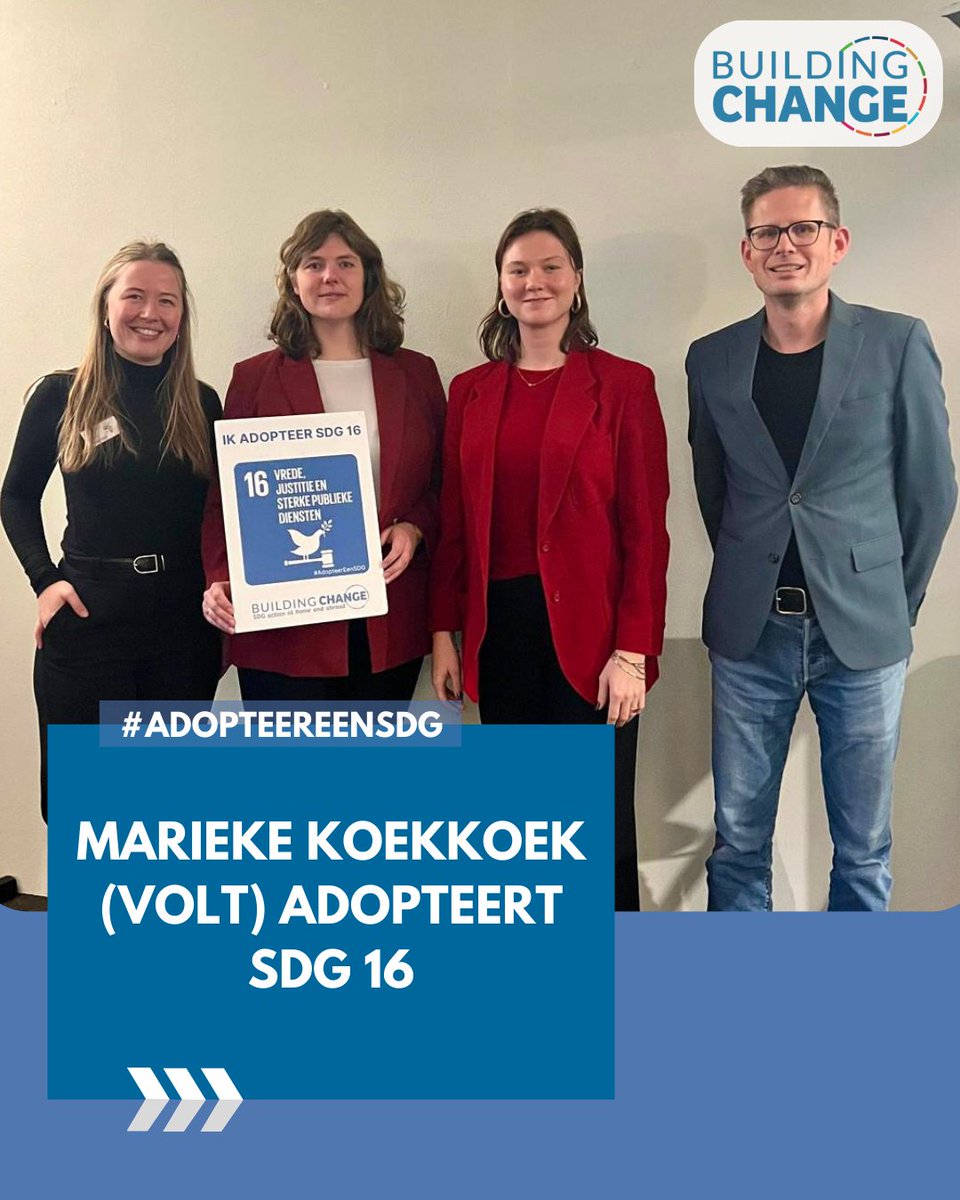 Building Change (@b_changenl) on Twitter photo Zaterdag op de Afrikadag van @FMS_Foundation adopteerde <a href="/KoekkoekMarieke/">Marieke Koekkoek 👋</a> (Volt) SDG 16: Vrede, justitie en sterke publieke diensten. Als SDG 16-adoptieouder zet zij zich in voor het bevorderen van vreedzame samenlevingen en toegang tot justitie. Hier én elders in de wereld. Zaterdag op de Afrikadag van @FMS_Foundation adopteerde <a href="/KoekkoekMarieke/">Marieke Koekkoek 👋</a> (Volt) SDG 16: Vrede, justitie en sterke publieke diensten. Als SDG 16-adoptieouder zet zij zich in voor het bevorderen van vreedzame samenlevingen en toegang tot justitie. Hier én elders in de wereld.