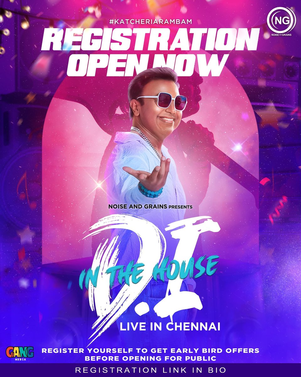 kayaldevaraj's tweet photo. Chennai! Let’s bring the #Katcheri 🕺💃
Registrations Open Now✍️
It’s D.I in the House 🎸
Stay tuned for updates 😉
Coming 🔜
Register yourself to get early bird offers before opening for public 🤩 (https://t.co/0Pj3KKMIw7)
@immancomposer @noiseandgrains @karya2000 https://t.co/rRSFH6uzRt