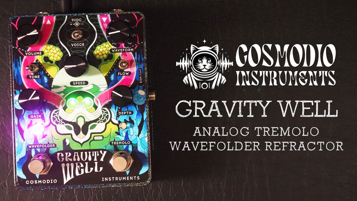 pedaloftheday's tweet photo. If you like WEIRD, you'll love today's wild, innovative and thought-provoking pedal, the #CosmodioInstruments Gravity Well Analog Wavefolder, Tremolo & Sonic Refractor!! Demo out now!! 🌎 ⭐️ 🚀 🛸
https://t.co/I7AuRyiwUJ
#pedaloftheday #cosmodio #gravity #guitarpedals https://t.co/xv6uXsPuWl
