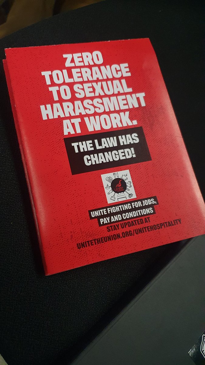 Our pals at <a href="/FairHospitality/">Unite Hospitality</a> have put together an excellent booklet (folding out to a poster!) together for their members on the new legal duty for employers to prevent sexual harassment.

Our reps are working on ensuring this duty is upheld at all levels at the University.