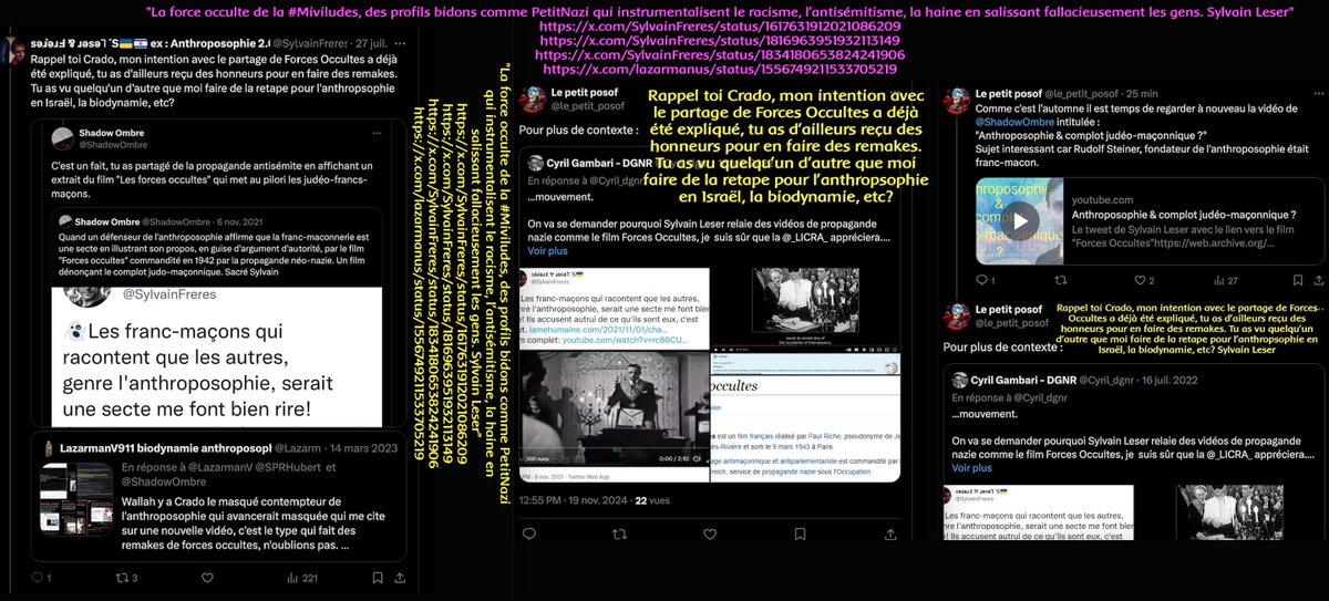 ChalomAngel's tweet photo. @ShadowOmbre @SylvainFreres @Cyril_dgnr "La force occulte de la #Miviludes, des profils bidons comme PetitNazi qui instrumentalisent le racisme, l'antisémitisme, la haine en salissant fallacieusement les gens. Sylvain Leser"
https://t.co/lcmFcwkYKg
https://t.co/T9uWTBUB6h
https://t.co/4TdDtBnykW
https://t.co/SeLLWcKQzQ https://t.co/9Hg79MyPNu