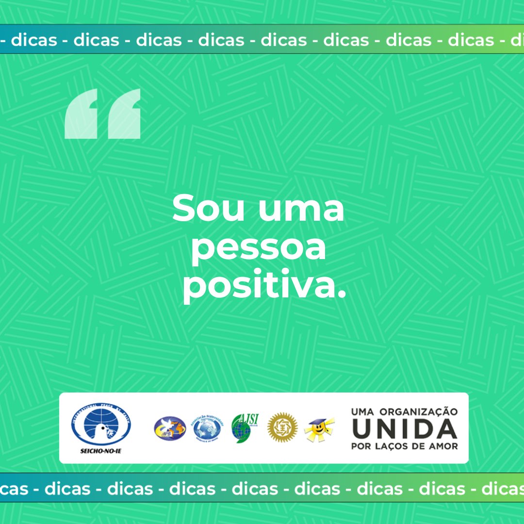 Ser positivo trata-se de acreditar e contemplar a natureza divina que habita em tudo ao nosso redor. Tudo é manifestação da Vida de Deus e traz o Seu aprendizado. É, acima de tudo, ter inabalável fé em Deus e em Sua Sabedoria e Amor. 
Comente com positividade!

#SeichoNoIe