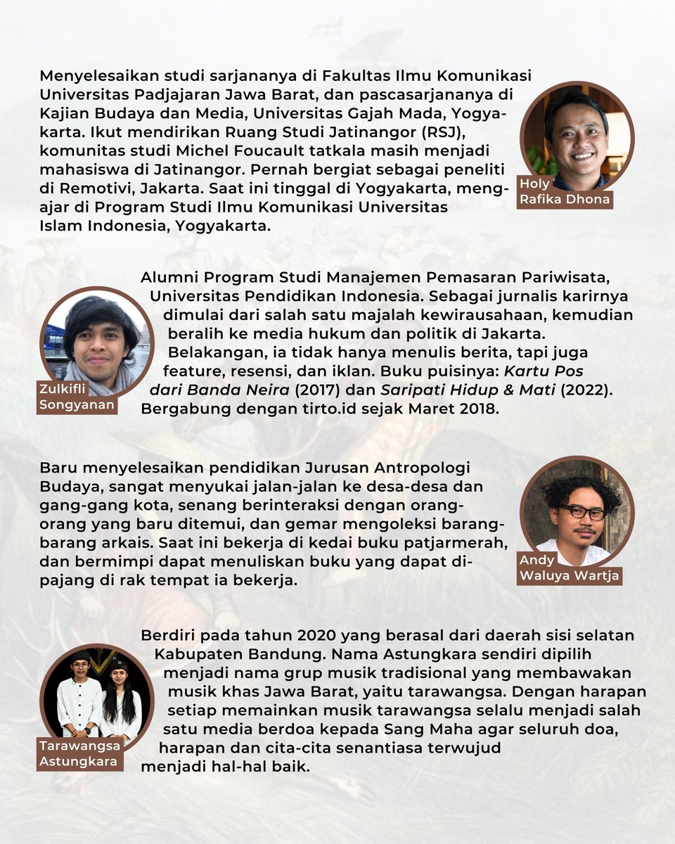 marjinkiri's tweet photo. Mari hadir di diskusi buku "Subjek Sunda", bersama @holyrd, @zoeoul, dan Kiting. Akan ada penampilan dari Tarawangsa Astungkara.

🗓: Sabtu, 23 November 2024
🕣: 18.30 - selesai
📍: Toko Buku Balzac (@harrigieb)

Catat waktu dan tempatnya, dan sampai jumpa, ya! 🔥 https://t.co/ZpQTiDfyFm