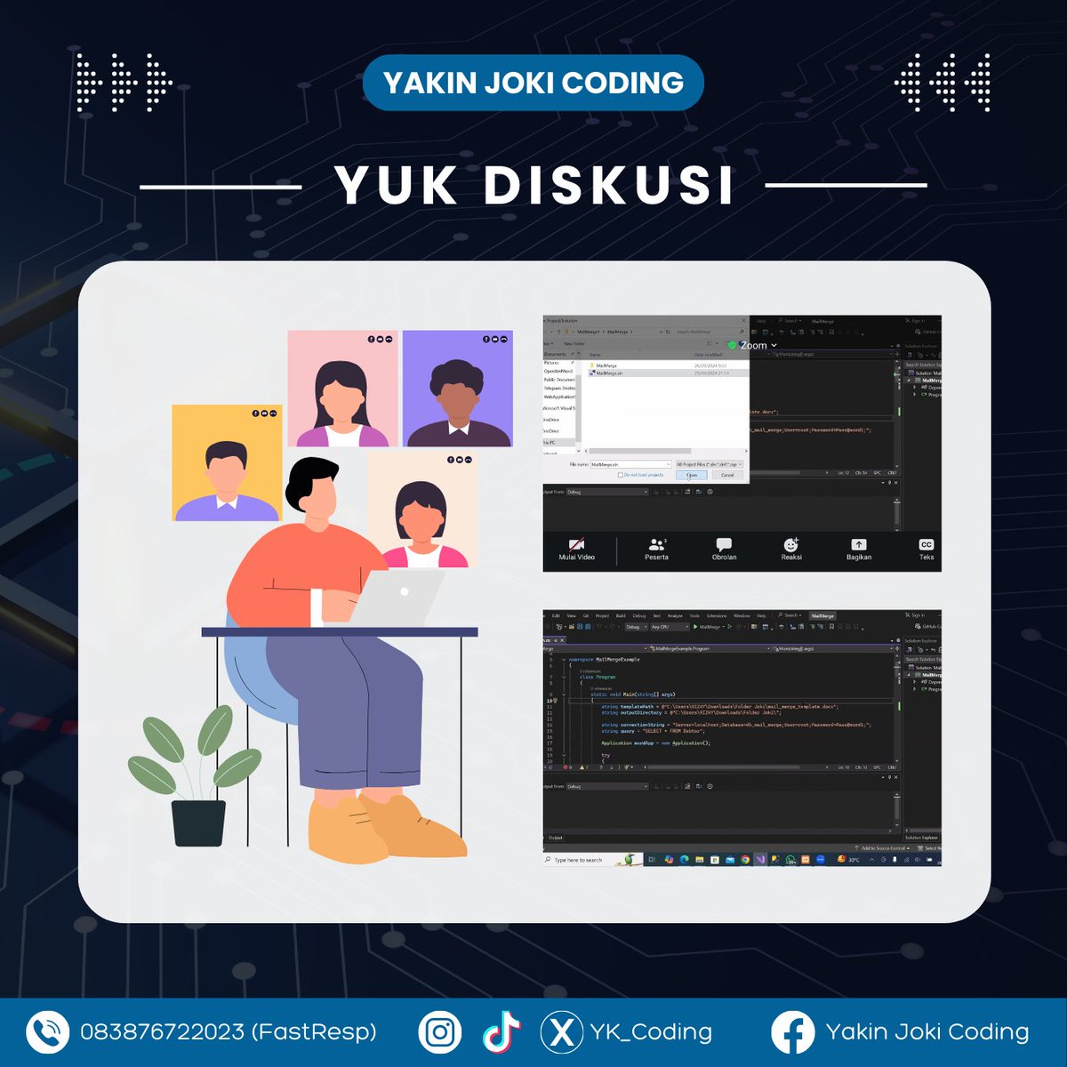 yk_coding's tweet image. best joki coding di kita udh free zoom kalau kalian mau tau cara jalanin program atau tanya jawab langsung dgn worker yahh😍 #jasajoki #jokicoding #IT #informatika #coding #teknikinformatika #joki #jokitugas #jokicodingmurah #jokiteknik #zonauang #laravel #python #cnn #javascript