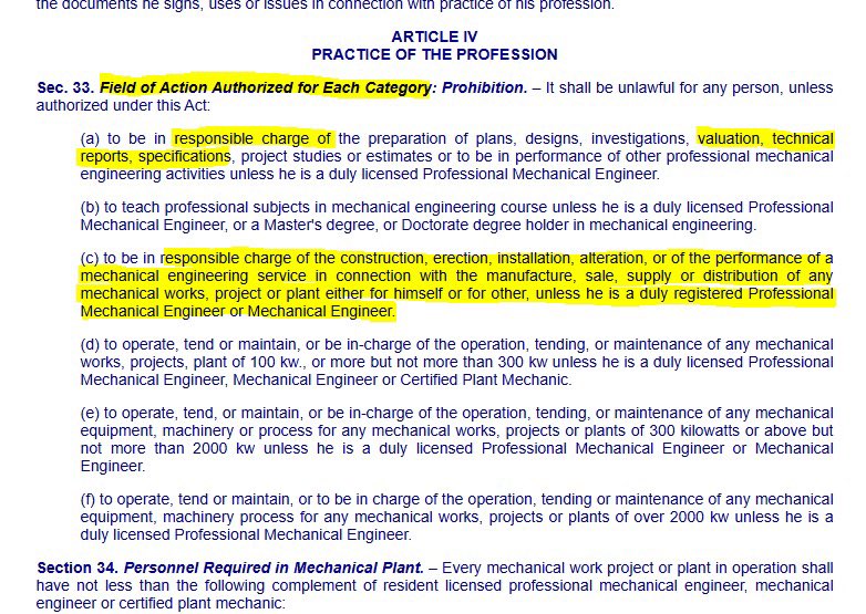 binjanman's tweet photo. An indication that stating their specialization. Hopefully the PRC, together with the PSMEI, can somehow amend this law so that all MEs will have a chance to apply as a Professional Mechanical Engineers, and practice their profession within their field of practice w/o competing. https://t.co/wYLyBpRmOl