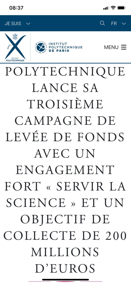 Yvon Gervaise (@expertscience) on Twitter photo X #POLYTECHNIQUE ( <a href="/IP_Paris_/">Institut Polytechnique de Paris</a>
) lance une levée de fonds XXL de 200 Millions Euros pour :
: 🟢SERVIR la #SCIENCE
: 🟢 « Tenir son rang » face à la concurrence internationale
✳️▶️ polytechnique.edu/sites/default/…
Via #ExpertScience #LaboratoireduFutur
CC <a href="/argevise/">Martial Gervaise</a> X #POLYTECHNIQUE ( <a href="/IP_Paris_/">Institut Polytechnique de Paris</a>
) lance une levée de fonds XXL de 200 Millions Euros pour :
: 🟢SERVIR la #SCIENCE
: 🟢 « Tenir son rang » face à la concurrence internationale
✳️▶️ polytechnique.edu/sites/default/…
Via #ExpertScience #LaboratoireduFutur
CC <a href="/argevise/">Martial Gervaise</a>