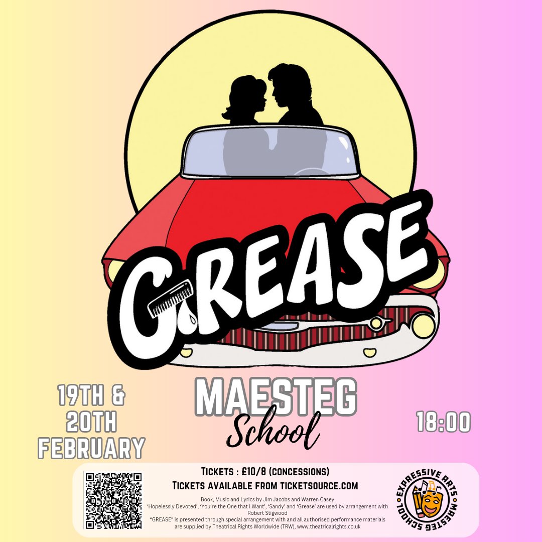 Rehearsals have begun for Maesteg School's Grease the Musical 🚘⚡️. A guaranteed night of great entertainment for the whole family! Tickets are available now, look out for upcoming posts!
ticketsource.co.uk/maesteg-school…
#motivatedtostrive
#maesteg25