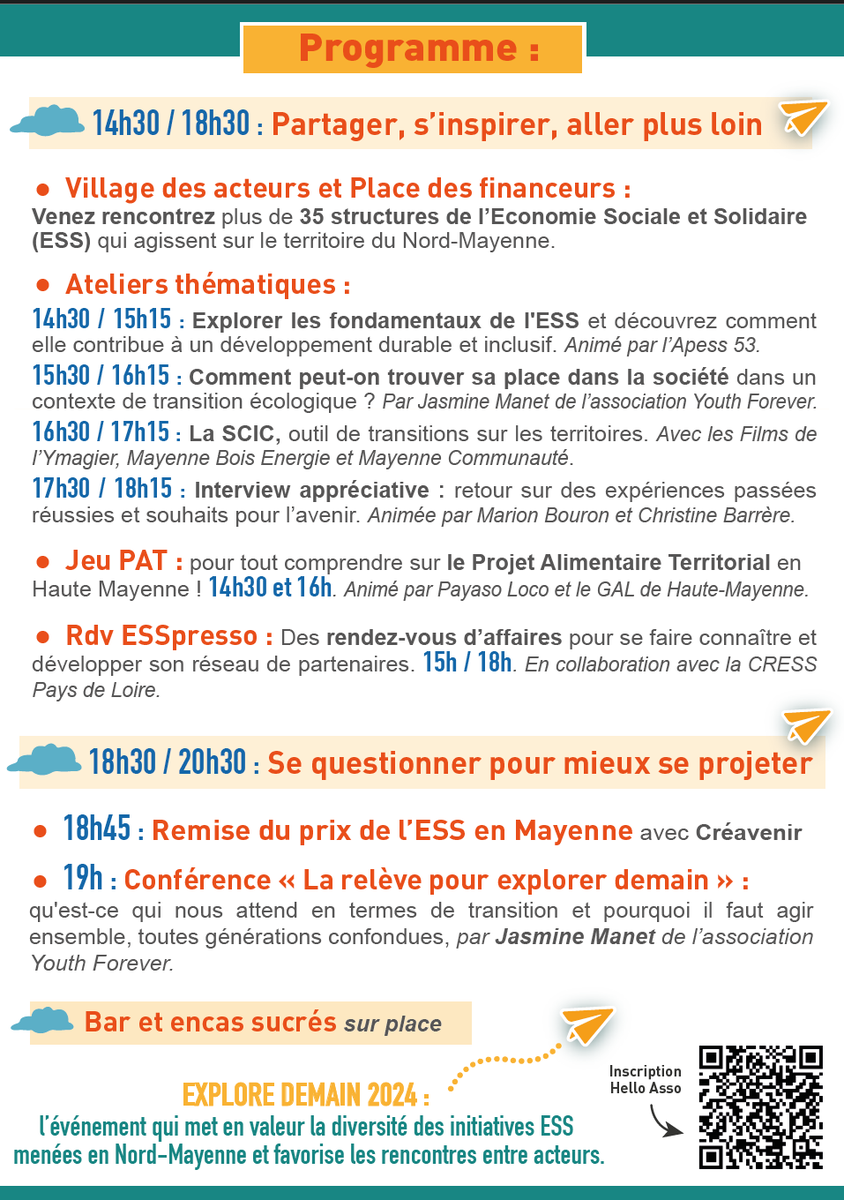 Hâte de vous accueillir dès 14h30 à Mayenne pour partager avec vous les initiatives du territoire en faveur des transitions !

 apess53.org/mois-ess.html

#MoisESS2024 #ESS #innovationsociale #transitionecologique #Mayenne <a href="/Mayenne_Ville/">Ville de Mayenne</a>