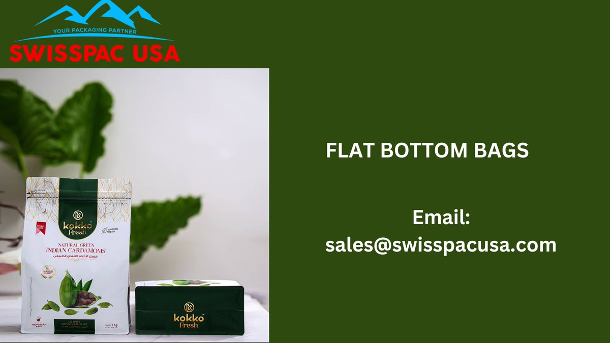 SwissPAC2's tweet image. Our  #flatbottombags allows to stand upright on store shelves, making them visually appealing and easy to display. 
swisspacusa.com
sales@swisspacusa.com
#flatbottom #flatbottombags #flatbottompouches #flatbottompouch #innovation #brand