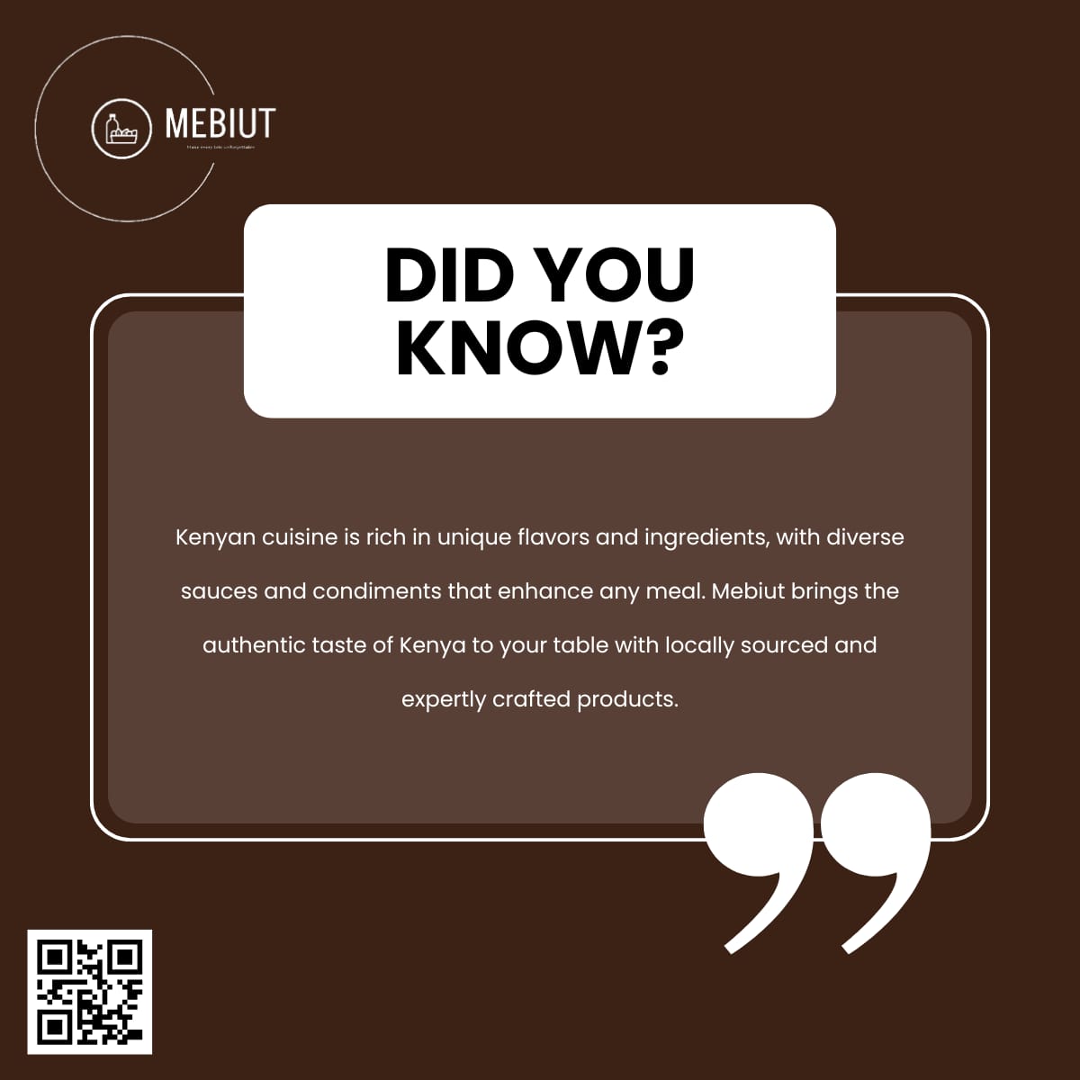 Kenyan cuisine is full of bold, rich flavors that celebrate our culture! 🇰🇪 At Mebiut, we bring those authentic tastes to your table with our Kenyan Mayonnaise 🥄✨. Perfect for any dish!

Discover more at mebiut.com 🌿

#KenyanTaste #MebiutMayonnaise