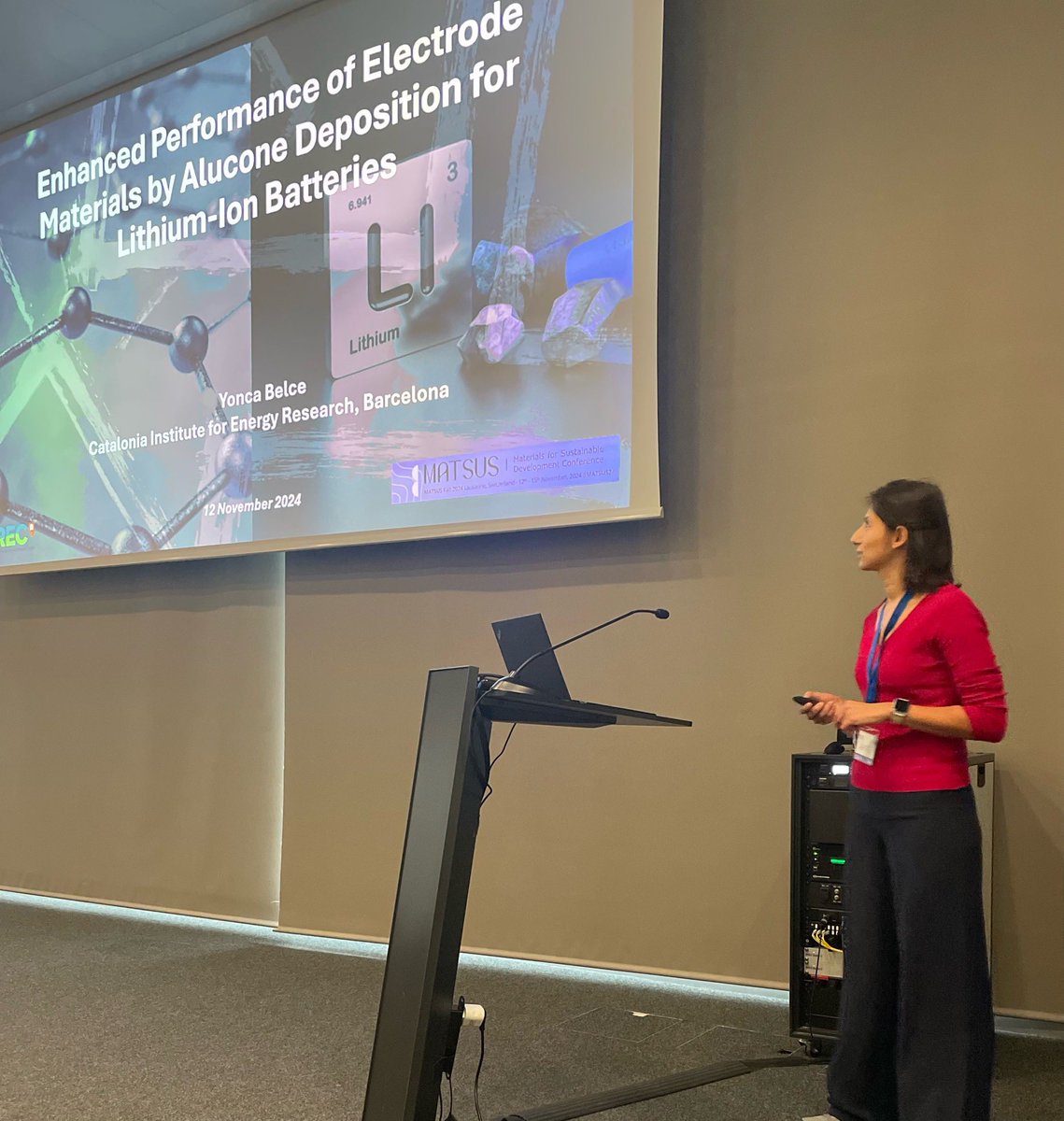 YoncaBelce's tweet photo. I had the great pleasure of presenting our latest research on 'Enhanced Performance of Electrode Materials by Alucone Deposition for Li-ion Batteries' at #MATSUS24. This incredible event provided a wonderful platform to share our findings and connect with incredible researchers. https://t.co/sslIhlNf9a