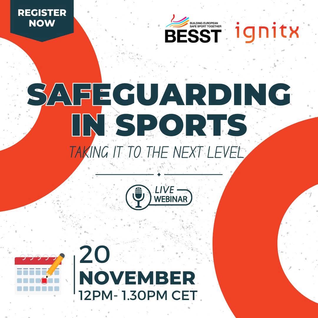 ManOlimpik's tweet photo. 🌐 “Safeguarding in Sports - Taking it to the next level” Webinar 🌐
🔗 Register here 👉🏼 https://t.co/WXcDlgZBpz
#BESST #SafeSports #SportCommunity #EuropeanSports https://t.co/lfZbcI1zxM