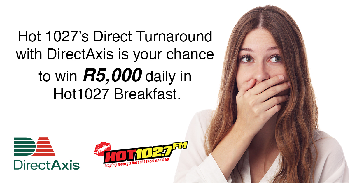 Hot1027FM's tweet photo. Want to win R5,000 daily with Hot 1027’s Direct Turnaround with #DirectAxis? Share your unforgettable moments with us – from “Oh no!” moments to “feels like a win” milestones! Your story could bag you R5,000. WhatsApp your name & story to 083 453 1027
T&Cs apply. https://t.co/yyCGYtRgl1