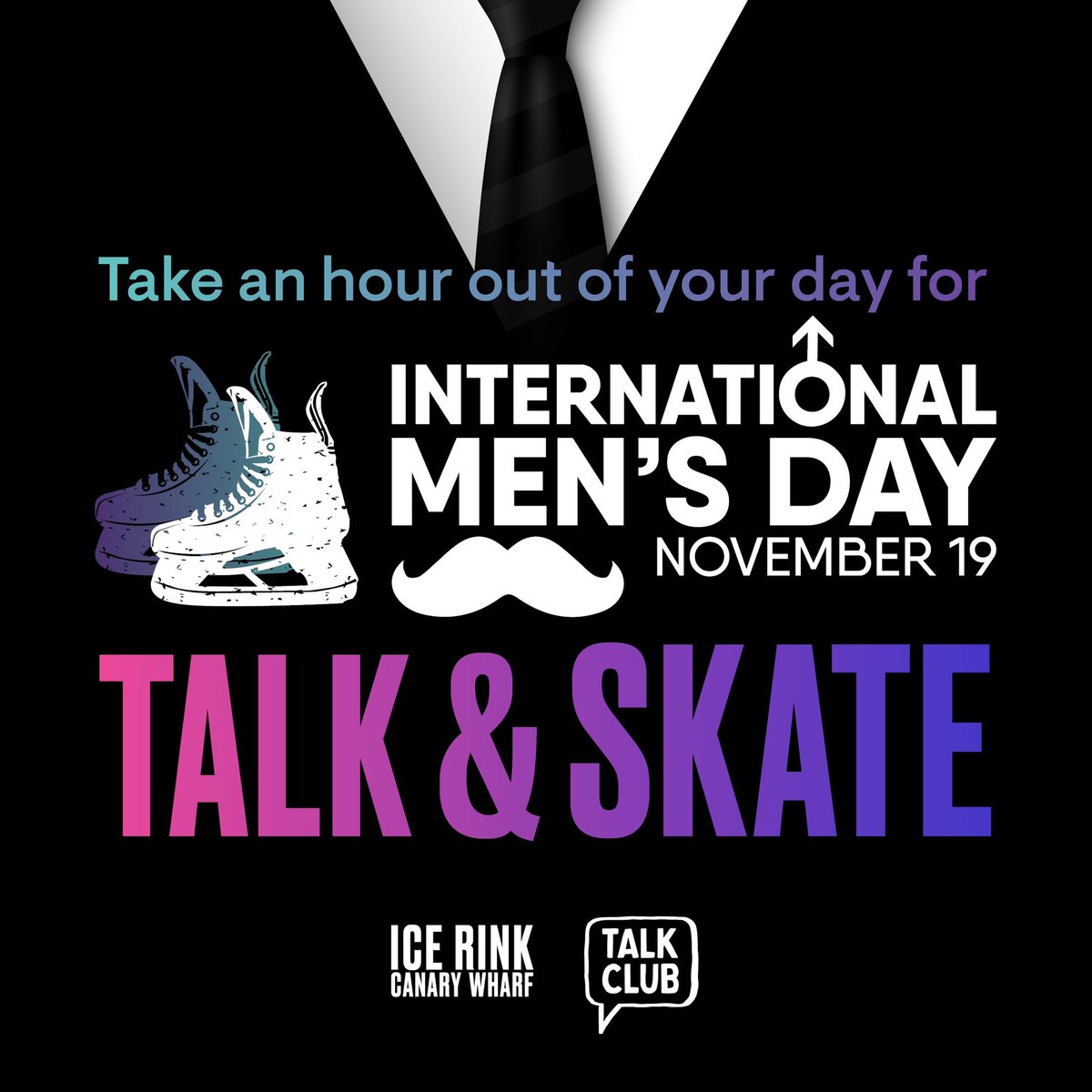 Today is #InternationalMensDay

Take an hour out of your day this lunch time and head to the rink this lunchtime between 12-1 for our SKATE TO DONATE charity event.

50% of ticket sales will be donated to charity 

icerinkcanarywharf.co.uk/events/interna…