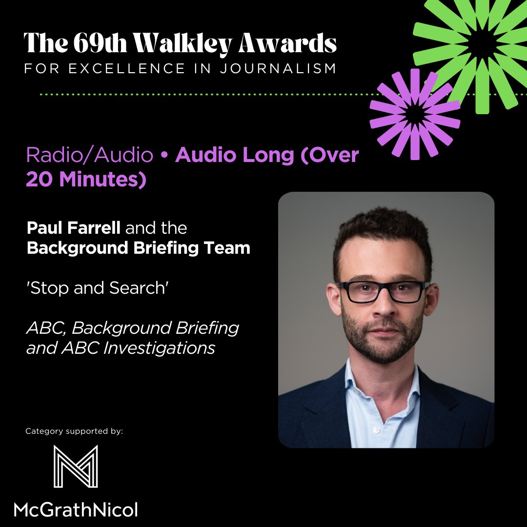Walkley Foundation (@walkleys) on Twitter photo The winners for Audio Long, supported by McGrathNicol are: <a href="/FarrellPF/">Paul Farrell</a>, the Background Briefing Team, <a href="/abcnews/">ABC News</a>, Background Briefing. #walkleys The winners for Audio Long, supported by McGrathNicol are: <a href="/FarrellPF/">Paul Farrell</a>, the Background Briefing Team, <a href="/abcnews/">ABC News</a>, Background Briefing. #walkleys