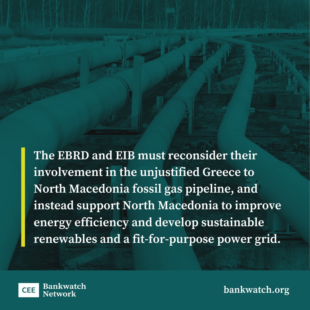 ceebankwatch's tweet photo. Six months since the @EBRD approved a EUR 98 million loan for the 🇬🇷 to 🇲🇰 gas pipeline, the project’s purported benefits remain unproven, delays are setting in, and a damning state auditors’ report suggests more setbacks are likely. 

Read our briefing: https://t.co/KaF6PLOSij https://t.co/EDckQKBrEA