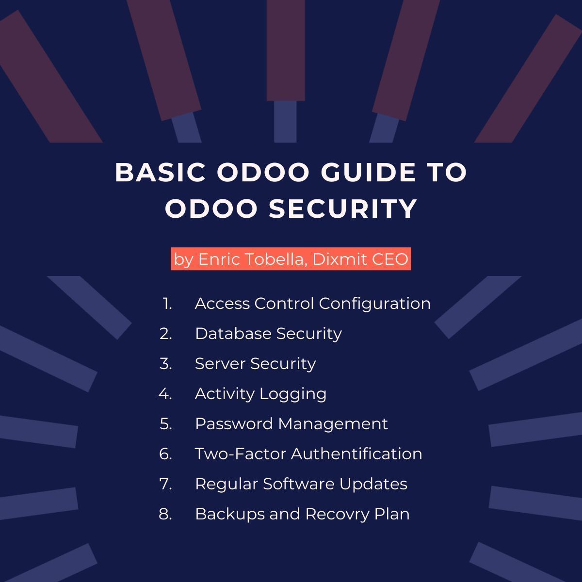 OdooCommunity's tweet image. Is security just a hype in the IT world? Don&apos;t think so, and Enric Tobella from Dixmit neither. He shares with #OCA today a basic guide about Odoo Security, shortlisting the 8 first things to consider when working with the #Odoo platform. Read this here: 
buff.ly/3CAyRzN