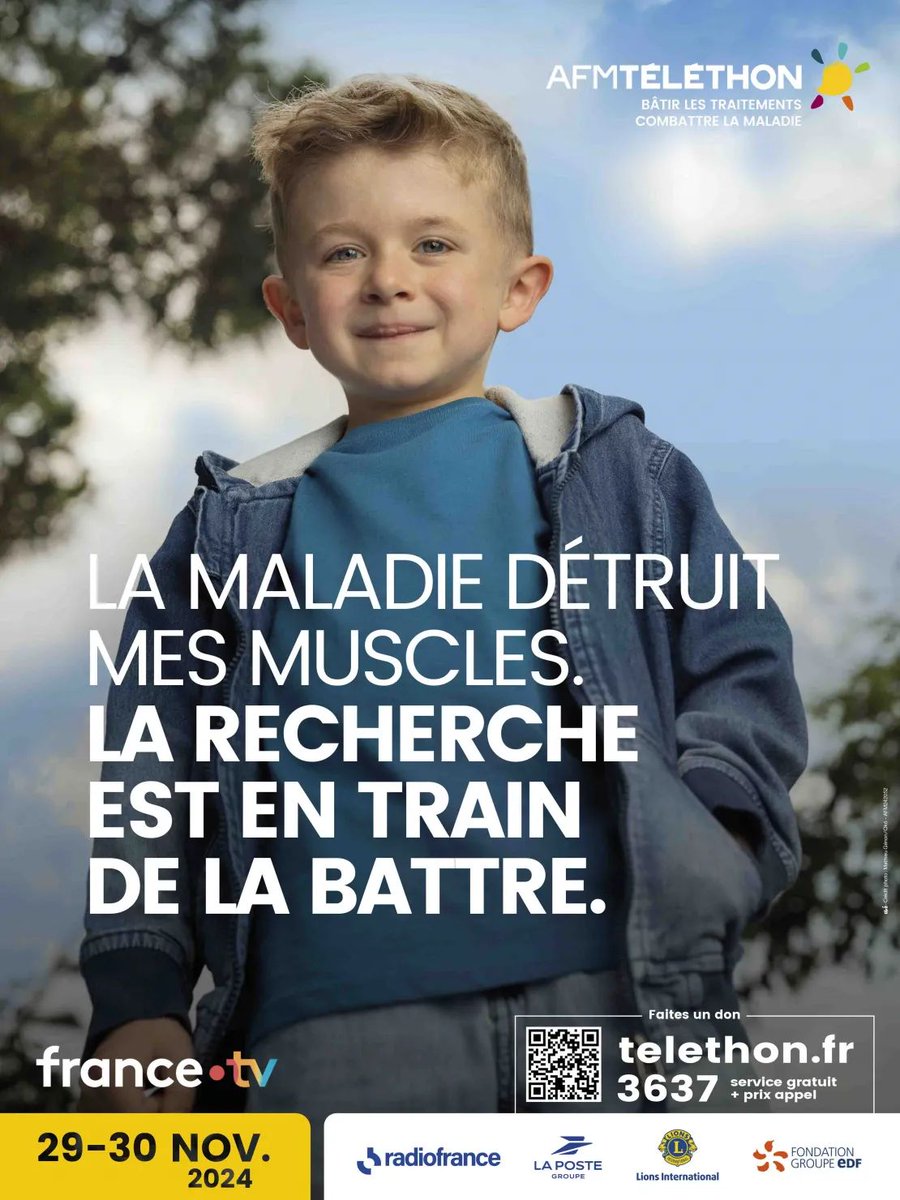 💛 Le Téléthon 2024 : ensemble, nous guérissons des vies !

Les ambassadeurs de cette année sont des enfants ayant retrouvé espoir et santé grâce à la recherche. 🙏🌟 Avec votre soutien, les médecins continuent leurs recherches et développent de nouveaux traitements chaque jour.
