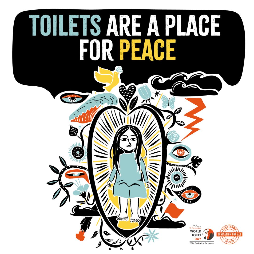 IWAHQ's tweet photo. This #WorldToiletDay, we're standing alongside @UN_Water and @UN supporting the call for Sanitation for Peace. Safe and inclusive sanitation is essential for healthy, resilient communities—a goal at the heart of our #InclusiveUrbanSanitation initiative: https://t.co/s4adbOSoTB https://t.co/oiB8QuZylU