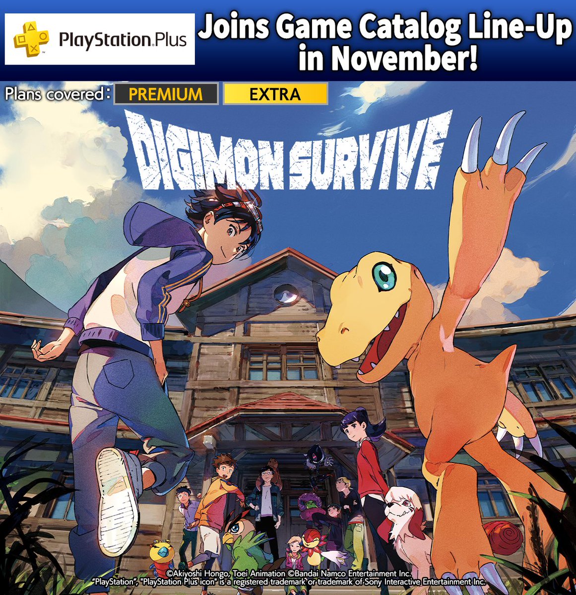 A story of the bonds between friends and Digimon lost in a dangerous, forgotten world…

#DigimonSurvive joins the #PSPlus game catalog for November!
Premium and Extra plans Subscribers can play for free!

Take your first steps on a mysterious Digimon adventure!