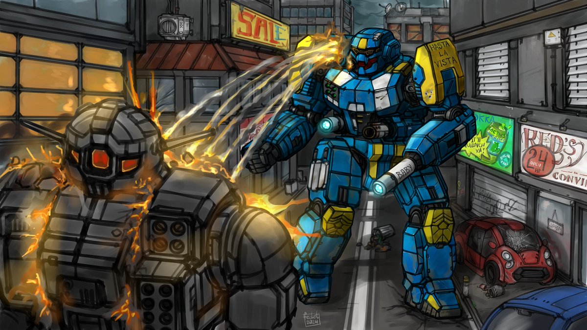 #Battletech
commission with Banshee backstabbing it's opponent.