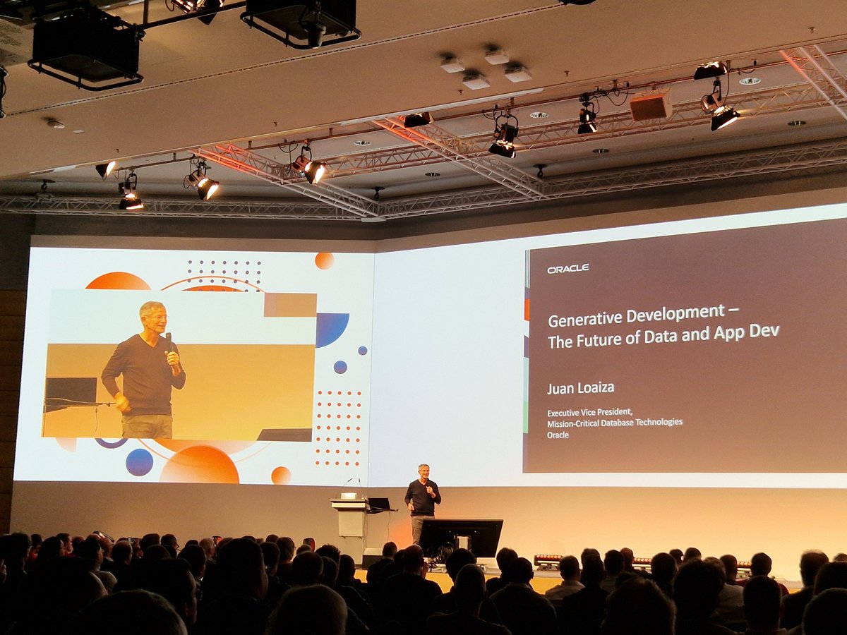 KonradHaefeli's tweet photo. Keynote @DOAGeV #DOAG2024 from @jrloaizam... 30 plus years @OracleDatabase but the first time at the #DOAG conference. Welcome Juan! https://t.co/xGBSHsl6DV