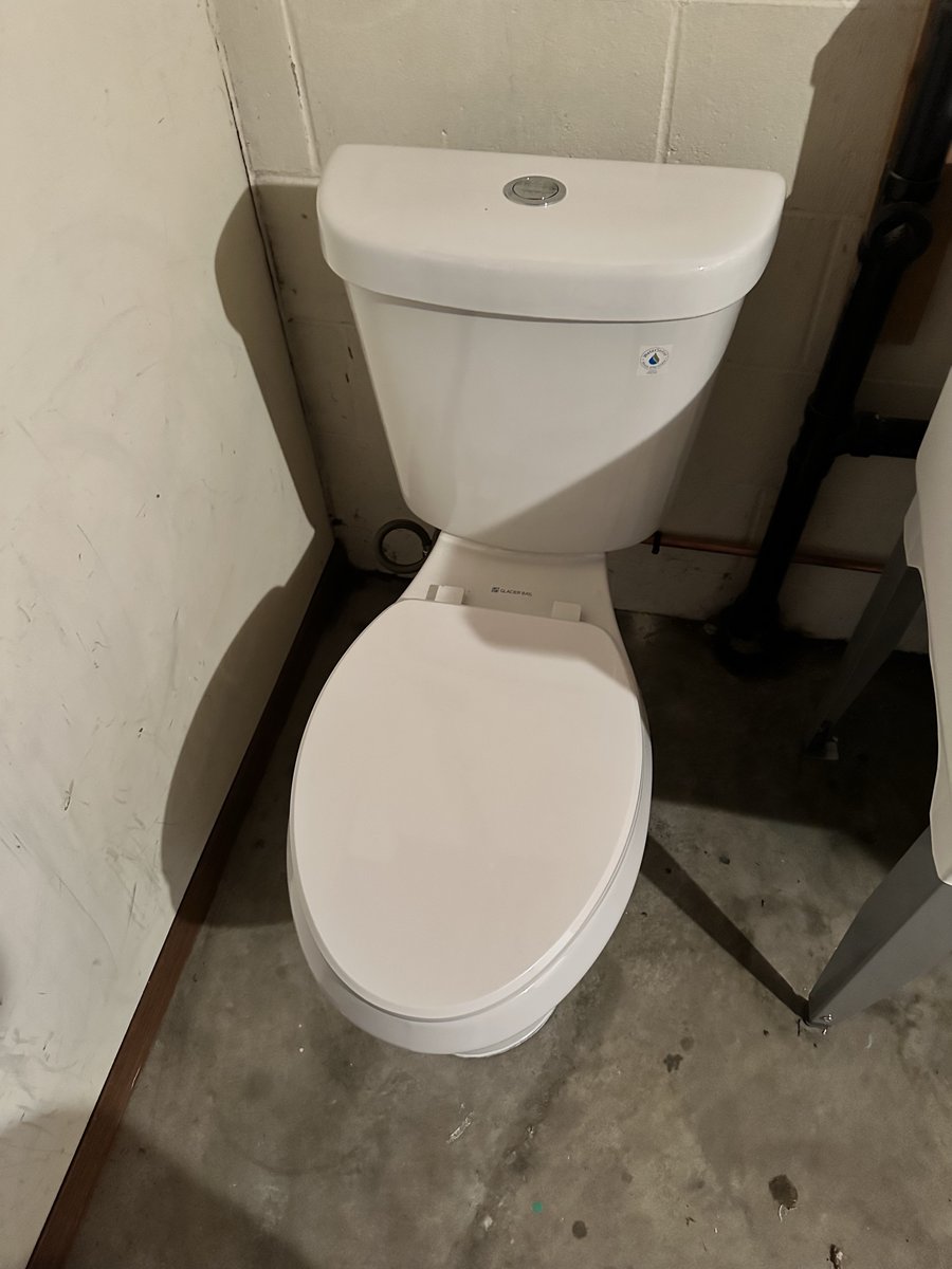 WaterProsOmaha's tweet photo. The customer called us for a new toilet install and drain line cleaning. Using their own Glacier Bay toilet, alongside our reliable Oatey parts and Milwaukee Tool, we fixed it in no time. Always glad to help! https://t.co/8cPFf4xSHS