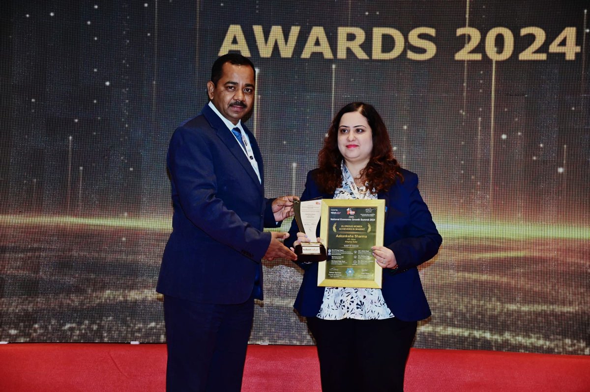 amplussolar's tweet image. We are proud to share that Ms. Aakanksha Sharma, our Head HR, has been honoured with the Glorious Women Achievers in Bharat award at Talent Value's National Economic Growth Summit 2024 in Mumbai.

#Amplus #HR #Leadership #Growth