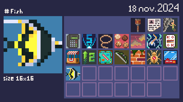 kaslipko's tweet photo. @Pixel_Dailies #pixel_dailies #pixelart #fish #aseprite #16x16 https://t.co/1JhNEtJJAW