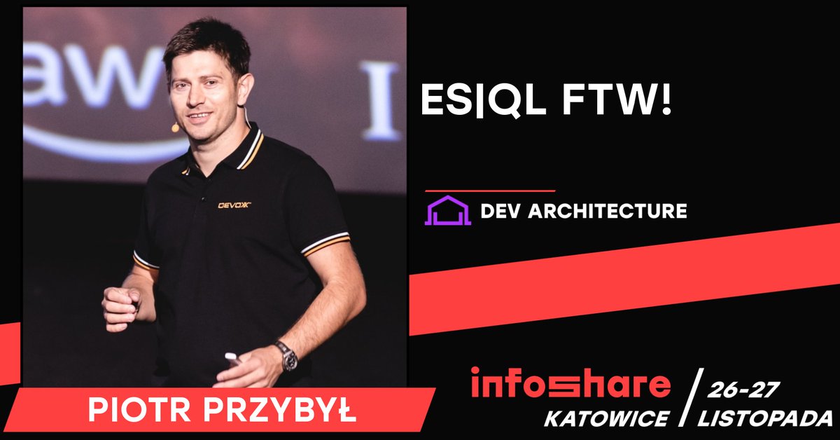 piotrprz's tweet image. A wiecie, że w przyszłym tygodniu w Katowicach na @infosharepl, będzie o ES|QL (nowym języku zapytań do #elasticsearch)?
Zapraszam was!
katowice.infoshare.pl/agenda/#talk40…
