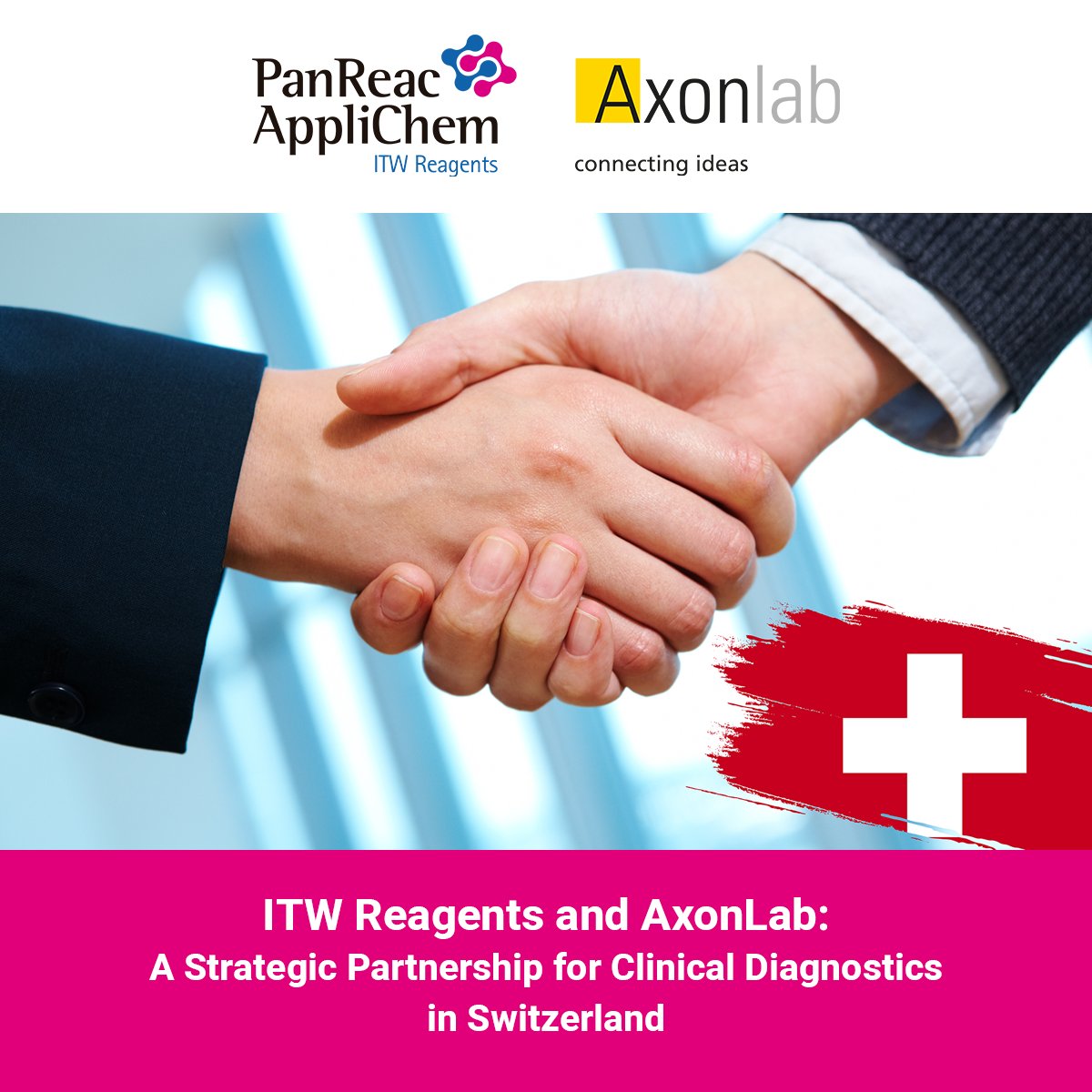 ITWReagents's tweet image. #ITWReagents and #Axonlab: A Strategic Partnership for #ClinicalDiagnostics in Switzerland for the sales, promotion, and distribution of #CEIVD-marked clinical diagnostic products ensuring clinical labs have access to innovative and reliable PanReac AppliChem' solutions