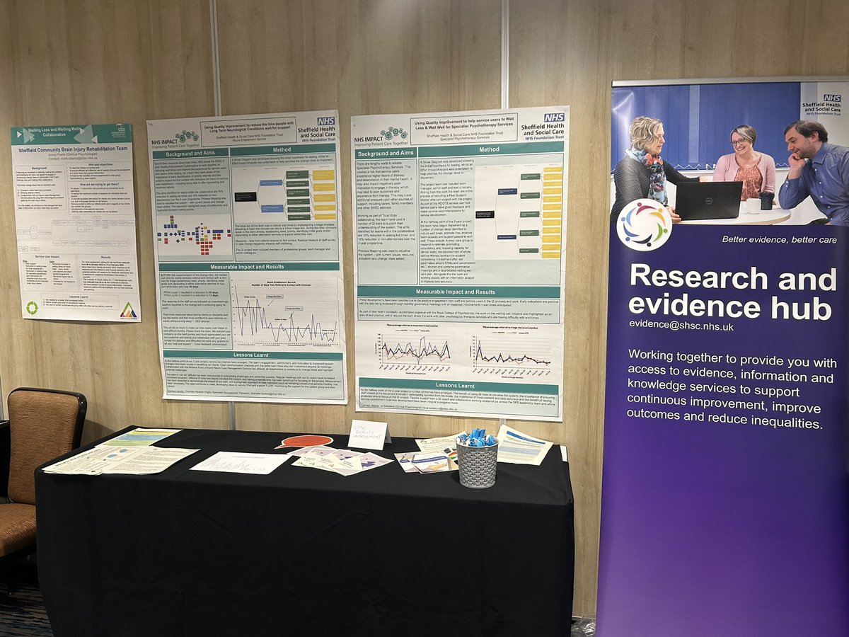 QI table set up and ready to go for this morning’s <a href="/SHSCFT/">Sheffield Health Partnership University NHS FT</a> AHP celebration event. Looking forward to meeting new colleagues, sharing the work some our fabulous AHPs have achieved, and inspiring others to engage in QI!