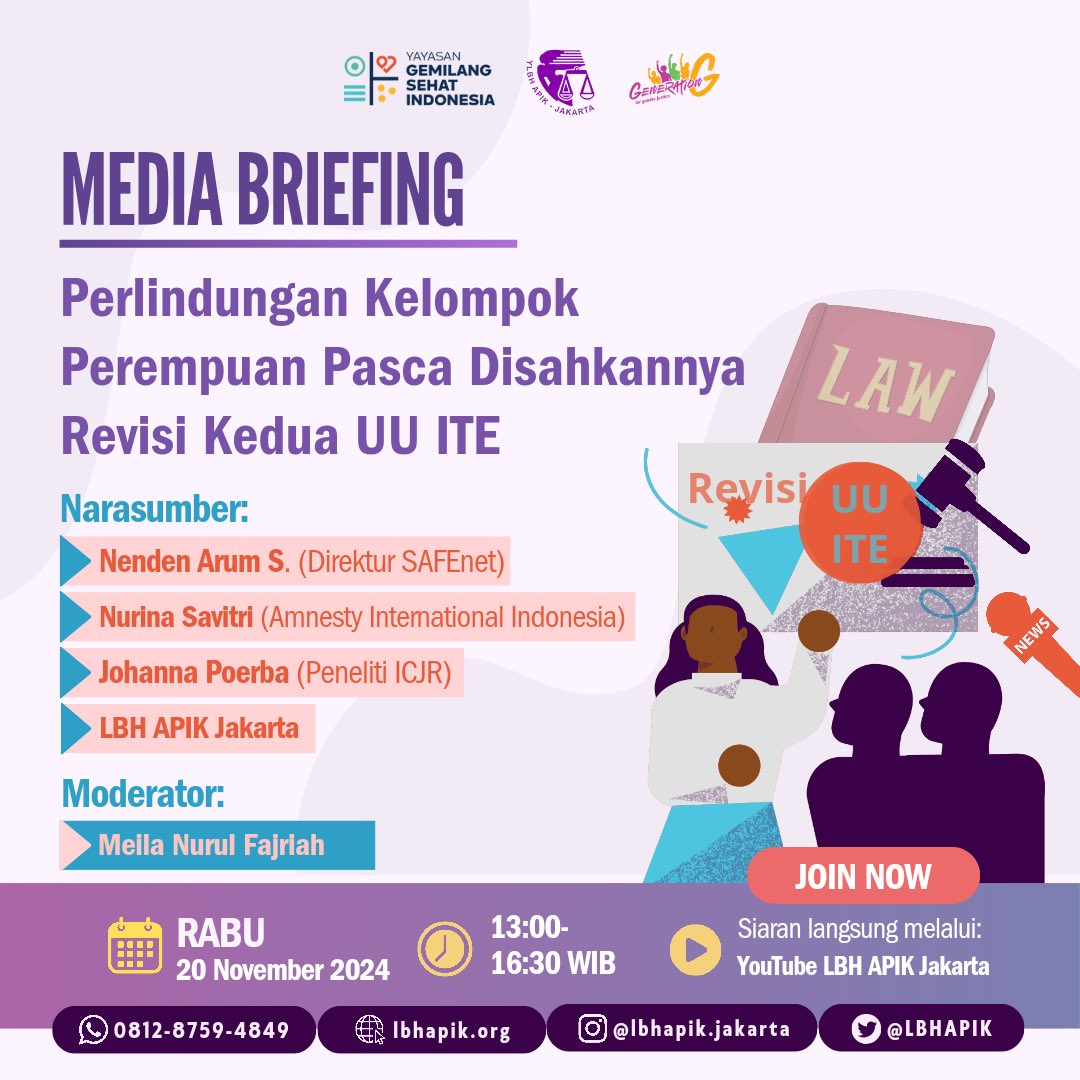LBHAPIK's tweet photo. #SahabatAPIK, Pembahasan akan revisi kedua UU ITE sangat minim partisipasi bermakna masyarakat sipil, terutama dari kelompok perempuan yang sering menjadi korban kriminalisasi dikarenakan hampir seluruh pembahasannya dilakukan tertutup. https://t.co/CCB1fKm1TG