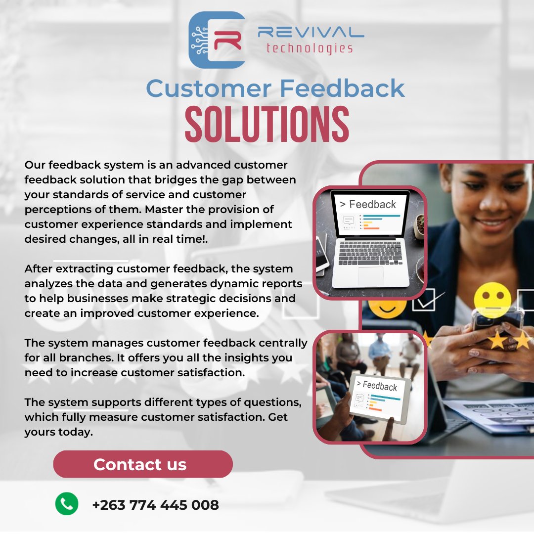 RevivalTe's tweet photo. As they say 'Customer is King', a happy customer means a happy business. With our Customer Feedback Solutions you get all the insights you need to increase customer satisfaction.

Contact us today and improve your customer experience. Link below
https://t.co/IL2ntbUyct https://t.co/POWJTYawl5